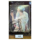 Vintage Coca-Cola Tray & Small Plate Holder -*