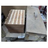 (1) Folding Metal Step Stool & (2) Wooden Boxes