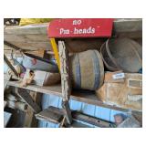 Contents of Shelf:Vintage Coal Bucket, Flower Pot&