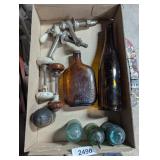 Vintage Brown Bottles, Door Knobs, +