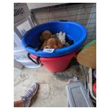 (2) Utility Tubs w/ Stuffed Animals