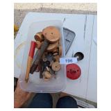 Small Plastic Tote w/ Lid + (2) Hole Saws