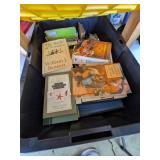 Tote w/ Lid + Large Quantity of Books