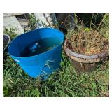 Assorted Barrels & Flower Pot