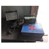 Small Radio, Work Light & Metal First Aid Box