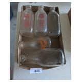 (5) Glass Milk Bottles - Meadow Gold & ...