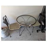 Metal & Wicker Glass Table