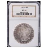MS65 NGC 1880 FINE SILVER MORGAN DOLLAR SLABBED