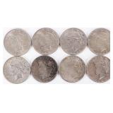 ASSORTED 90% SILVER LIBERTY PEACE DOLLARS - (8)