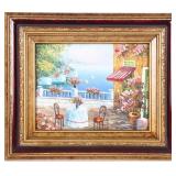 MICHAEL HARDING VTG OIL ON CANVAS BURGUNDY FRAME