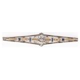 VINTAGE SAPPHIRE 10K BI-COLORED GOLD LADIES PIN