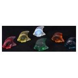 LALIQUE ANGEL FISH SET YELLOW RED ORANGE GREEN+ (6