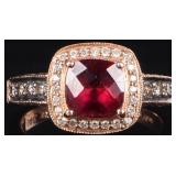 14K ROSE GOLD LADIES RING W/ TANZANITE & DIAMONDS
