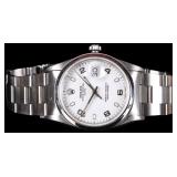ROLEX MENS OYSTER PERPETUAL WHITE DIAL WATCH