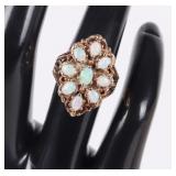 10K YELLOW GOLD OPAL CLUSTER LADIES RING