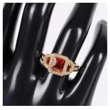 18K YELLOW GOLD TOURMALINE DIAMOND LADIES RING