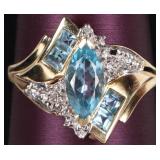 1.39 TOPAZ CTW 10K YELLOW GOLD LADIES RING W/ DIAS