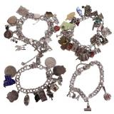 STERLING SILVER CHARM BRACELET LOT OF 4