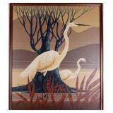 'EGRETS' FRANCO 1970'S OIL ON CANVAS FRAMED