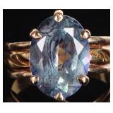 ~6.2CT BICOLOR TOPAZ 14K YELLOW GOLD LADIES RING