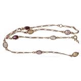 14K YELLOW GOLD LADIES NECKLACE W/ CITRINE &TOURM