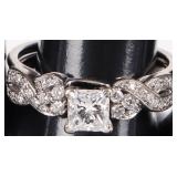 14K WHITE GOLD NATURAL DIAMOND LADIES RING