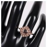 14K ROSE GOLD MORGANITE DIAMOND LADIES RING