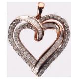 ROSE GOLD-ON-925 LADIES HEART PENDANT W/ DIAS