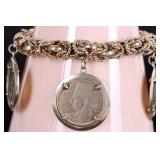 GOLD-ON-STERLING SILVER BRACELET W/ EGYPT PIASTRES