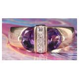AMETHYST AND DIAMOND 14K YELLOW GOLD LADIES RING