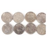 ASSORTED 90% SILVER LIBERTY PEACE DOLLARS - (8)