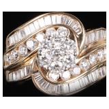 10K YELLOW GOLD DIAMOND CLUSTER LADIES RING