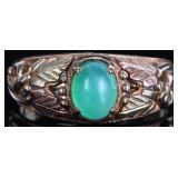 10K YELLOW/ROSE GOLD MENS RING W/ CHRYSOPRASE