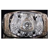 10K YELLOW GOLD 32ND DEGREE FREEMASON RING W/ DIA