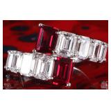 PLATINUM RUBY & LAB DIAMOND LADIES RING 1.8CTW