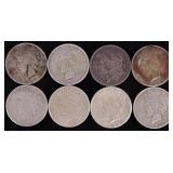 ASSORTED 90% SILVER MORGAN/PEACE DOLLARS - (8)
