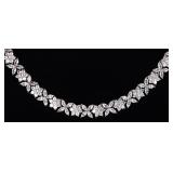 STERLING SILVER WHITE TOPAZ FLOWER NECKLACE