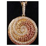 18K YELLOW GOLD MULTICOLOR TOPAZ DIAMOND NECKLACE