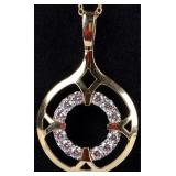 18K YELLOW GOLD DIAMOND CIRCULAR LADIES NECKLACE