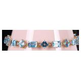 14K YELLOW GOLD BLUE TOPAZ LADIES BRACELET