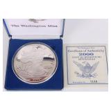 2000 ST. GAUDEN 4 OZ FINE SILVER 24K LAYERED ROUND