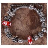 PANDORA STERLING SILVER BRACELET WITH 15 CHARMS