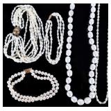 14K YELLOW GOLD PEARL NECKLACES & BRACELETS (5)