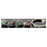 10K EMERALD & DIAMOND LADIES EARRING & RING SET
