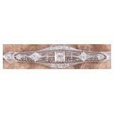 PLATINUM ART DECO LADIES BAR BROOCH W/ 13 DIAMONDS