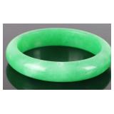 VINTAGE GREEN JADE HOLOLITH SOLID CHINESE BANGLE