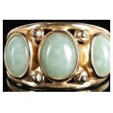 14K YELLOW GOLD JADEITE PRETTY LADIES RING