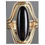 14K YELLOW GOLD MODERNIST ONYX LADIES RING