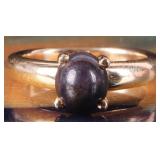 14K YELLOW GOLD CABOCHON SAPPHIRE LADIES RING