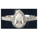 NEIL LANE 1CT PEAR DIAMOND HALO ENGAGEMENT RING